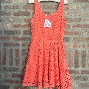 Coral Lace Sleeveless Dress